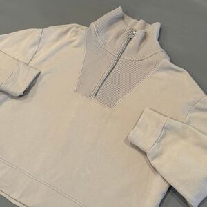 Athleta Ribbed Quarter Zip Pullover Sweatshirt Athletic Casual Loungewear XL